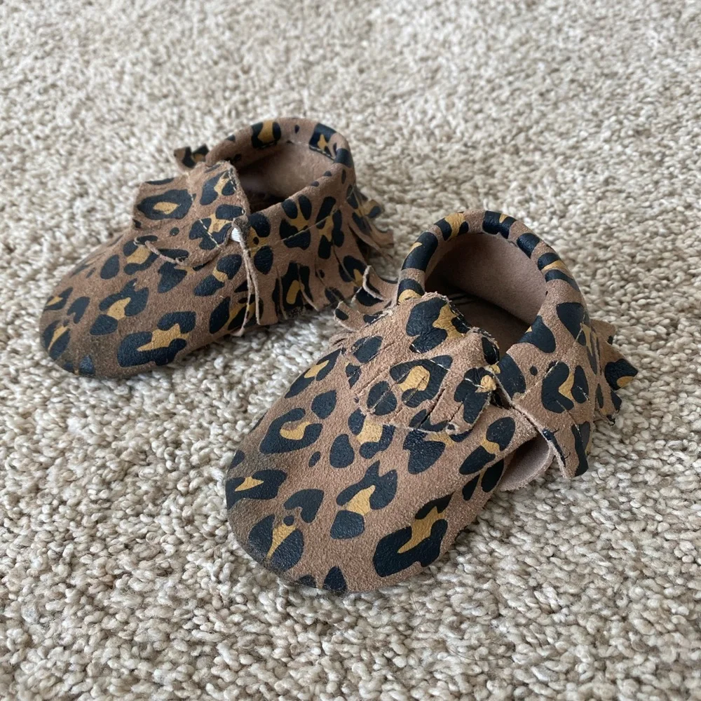Baby girl toddler cheetah neutral leopard moccasins shoes